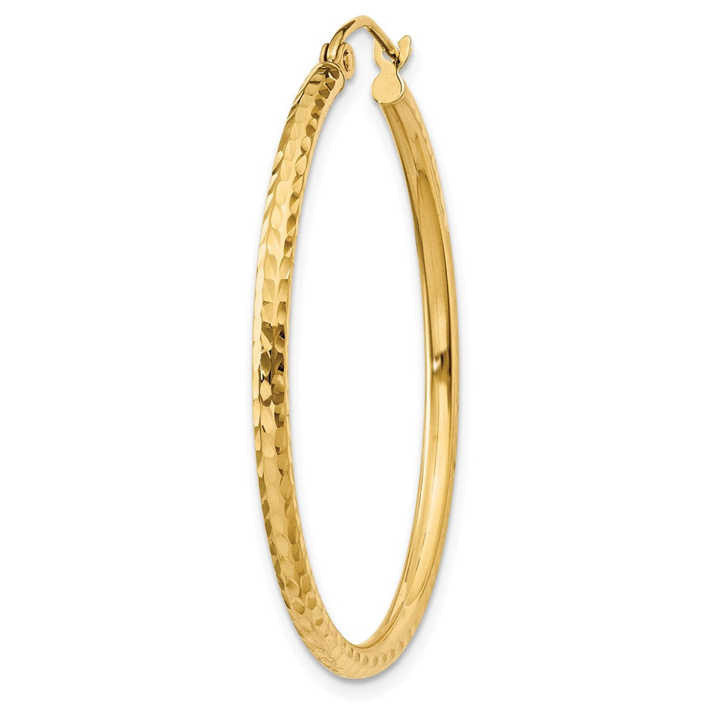 Single 14k Diamond-cut 2mm Round Tube Hoop Earring