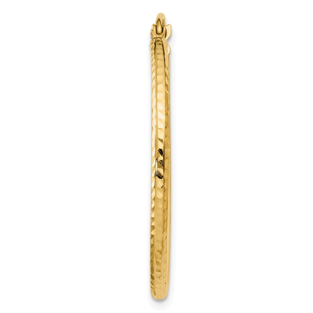 Single 14k Diamond-cut 2mm Round Tube Hoop Earring