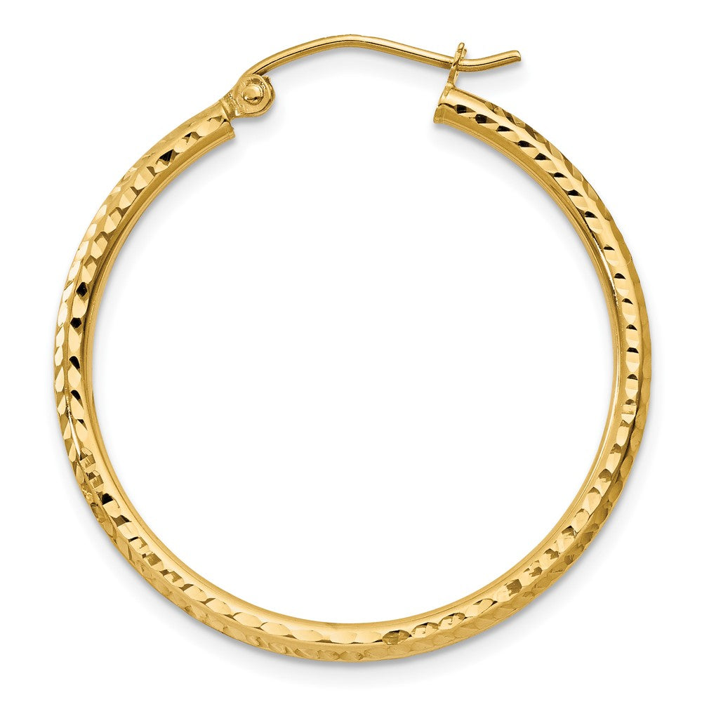 Single 14k Diamond-cut 2mm Round Tube Hoop Earring