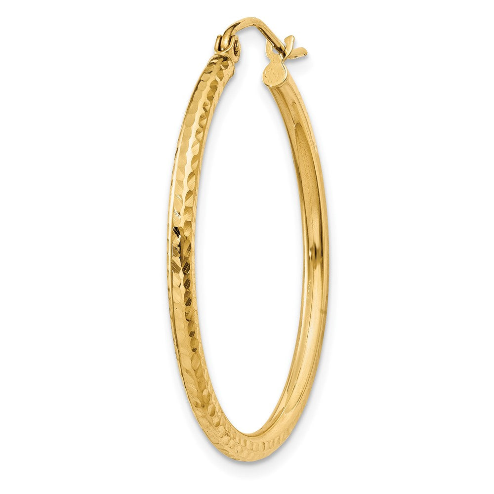 Single 14k Diamond-cut 2mm Round Tube Hoop Earring