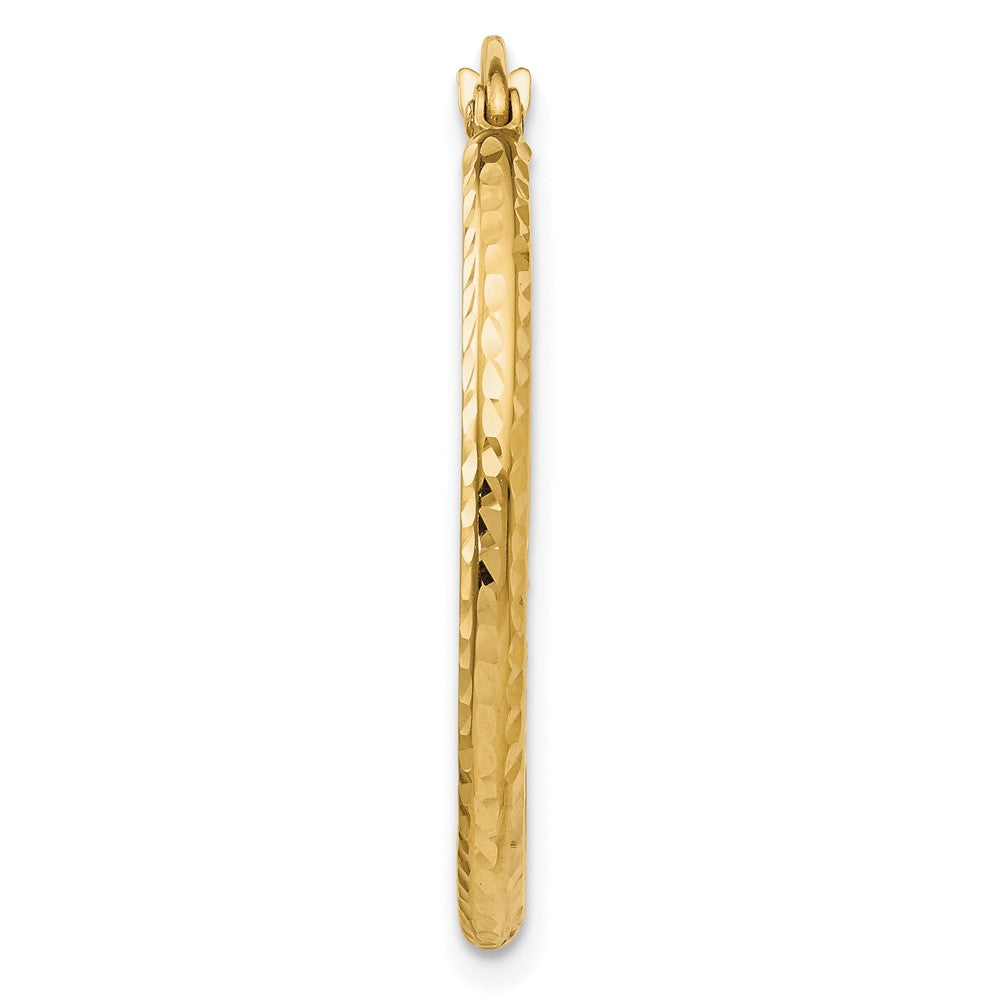 Single 14k Diamond-cut 2mm Round Tube Hoop Earring