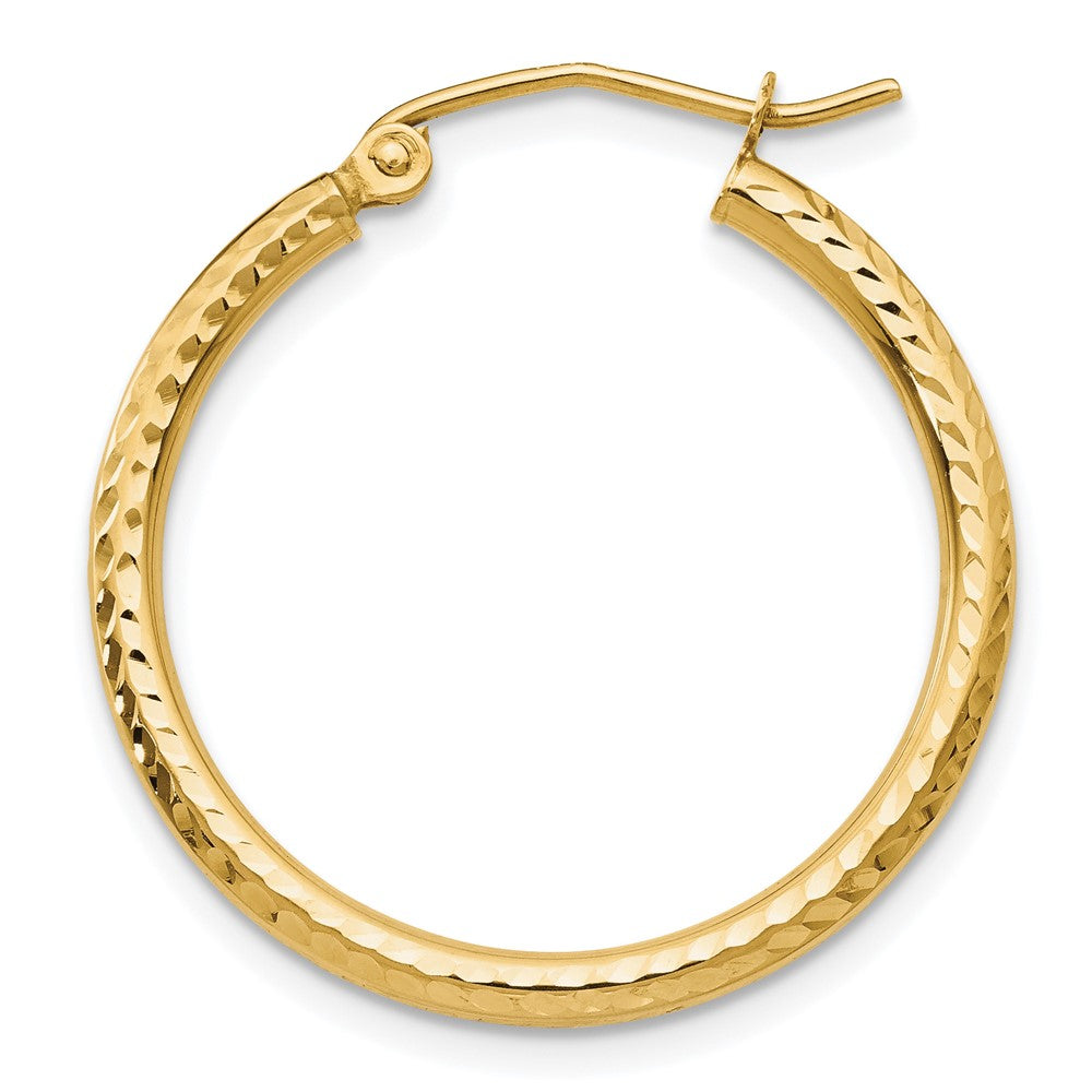 Single 14k Diamond-cut 2mm Round Tube Hoop Earring