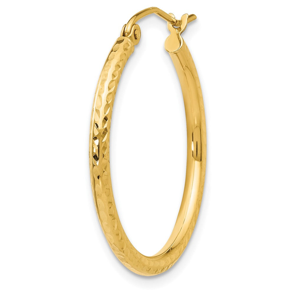 Single 14k Diamond-cut 2mm Round Tube Hoop Earring