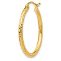 Single 14k Diamond-cut 2mm Round Tube Hoop Earring