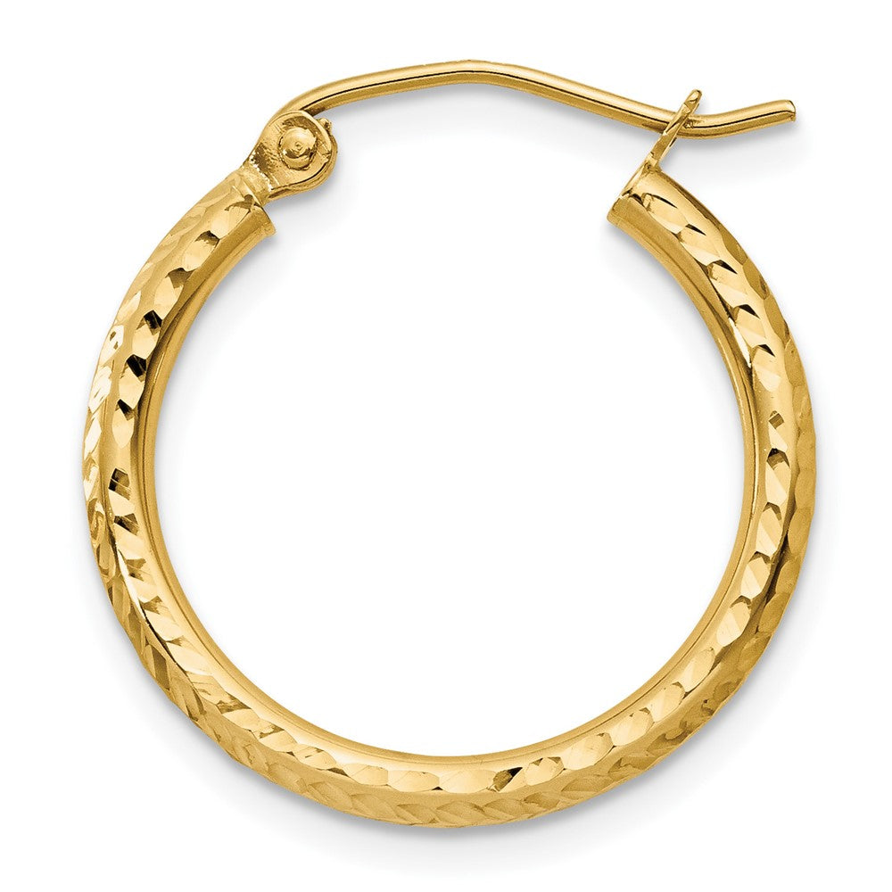 Single 14k Diamond-cut 2mm Round Tube Hoop Earring