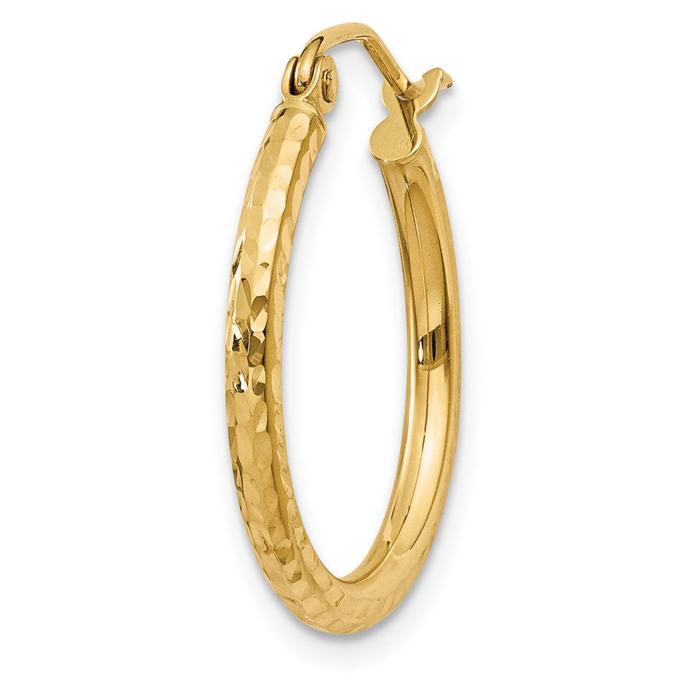 Single 14k Diamond-cut 2mm Round Tube Hoop Earring