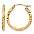 14k Diamond-cut 2mm Round Tube Hoop Earrings