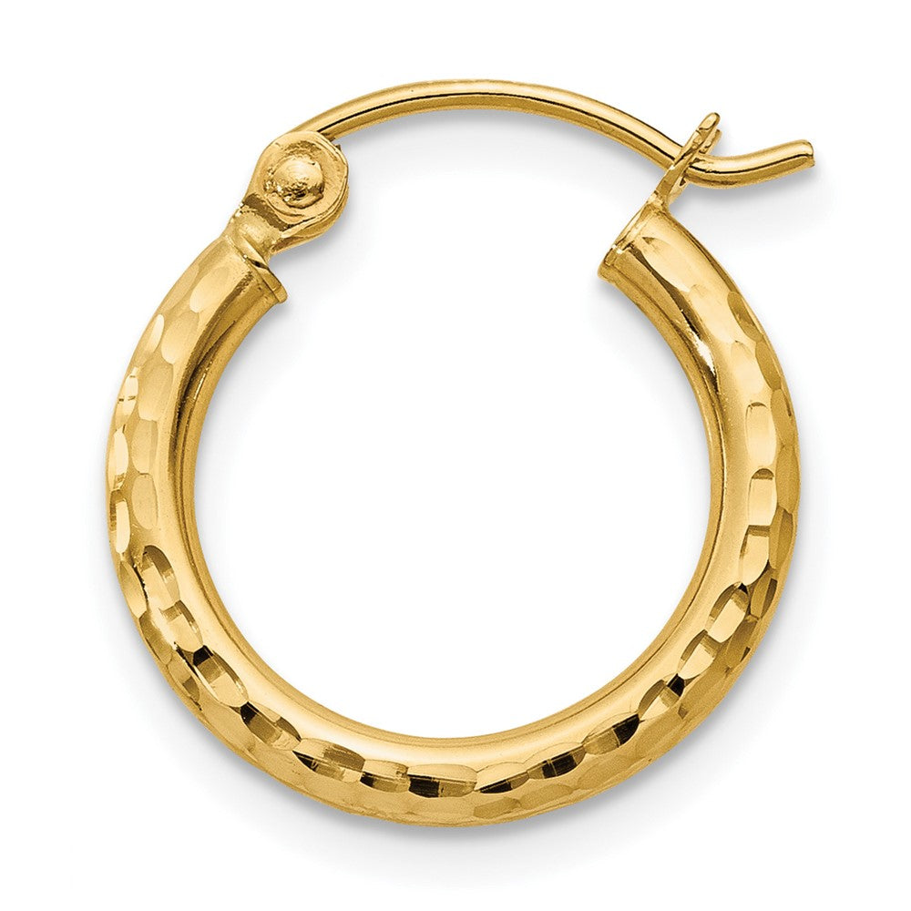 Single 14k Diamond-cut 2mm Round Tube Hoop Earring