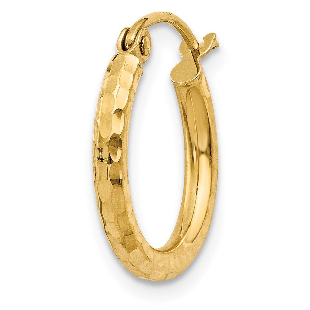 Single 14k Diamond-cut 2mm Round Tube Hoop Earring