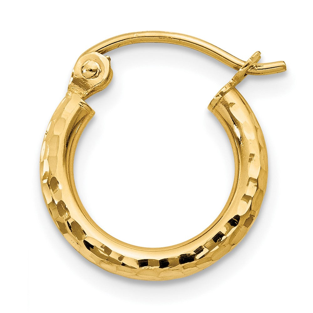 Single 14k Diamond-cut 2mm Round Tube Hoop Earring