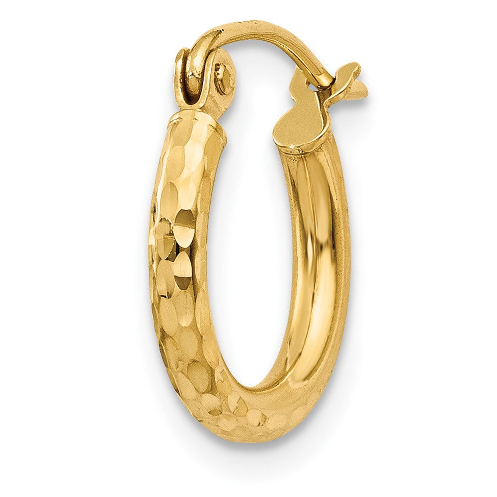Single 14k Diamond-cut 2mm Round Tube Hoop Earring