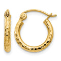 14k Diamond-cut 2mm Round Tube Hoop Earrings