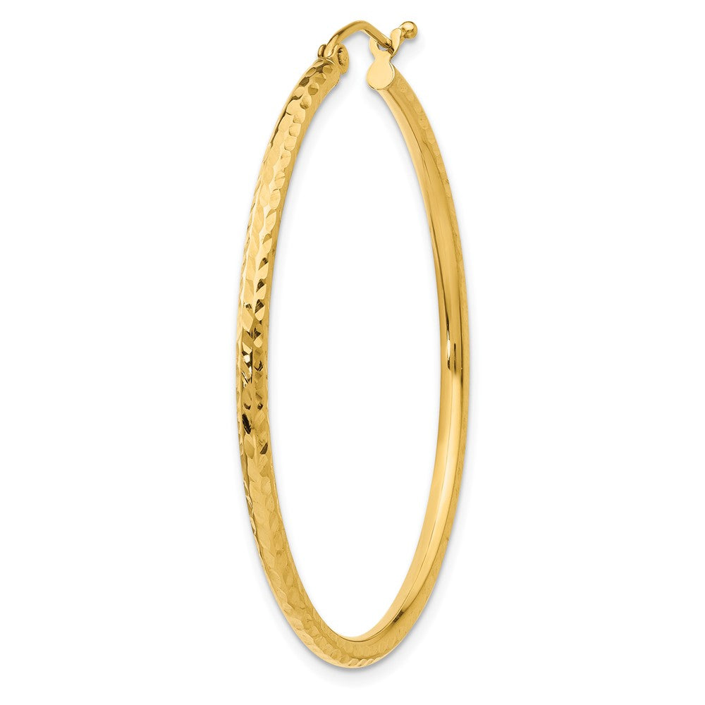 Single 14k Diamond-cut 2mm Round Tube Hoop Earring
