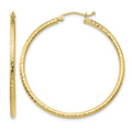 14k Diamond-cut 2mm Round Tube Hoop Earrings