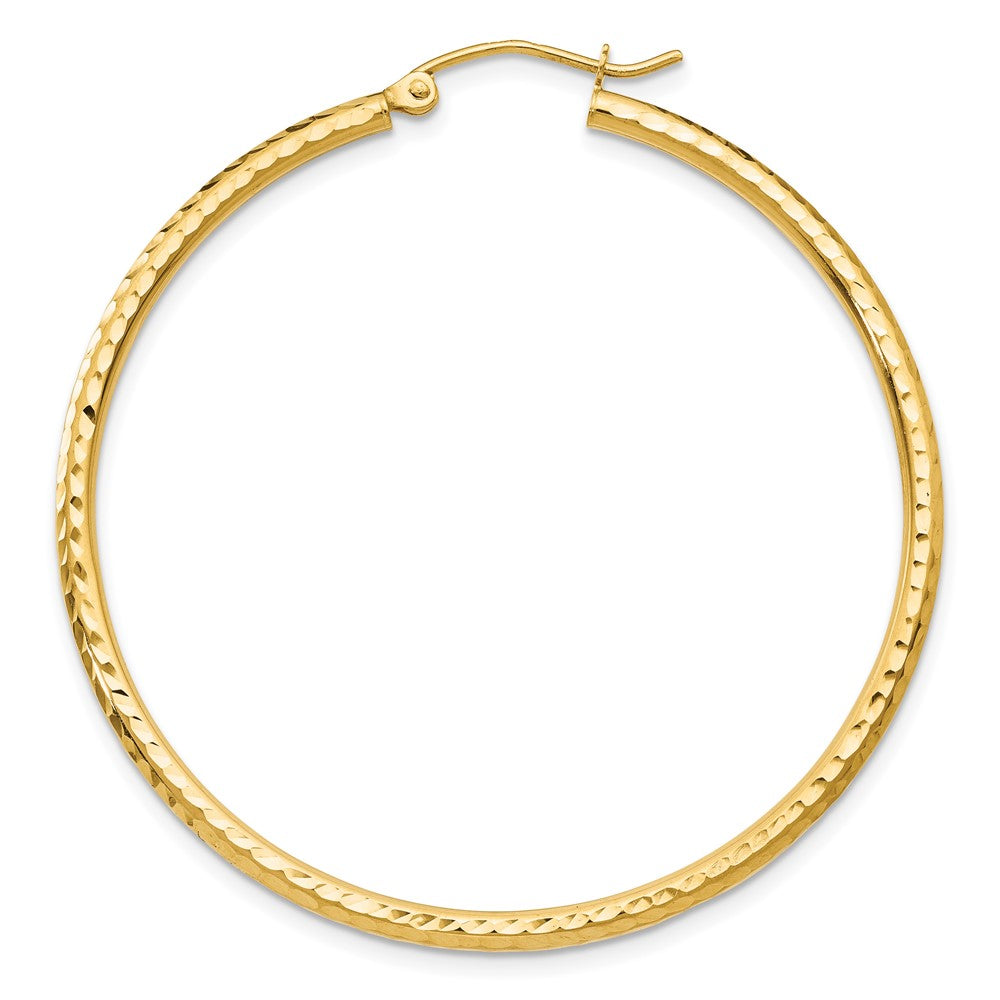 Single 14k Diamond-cut 2mm Round Tube Hoop Earring