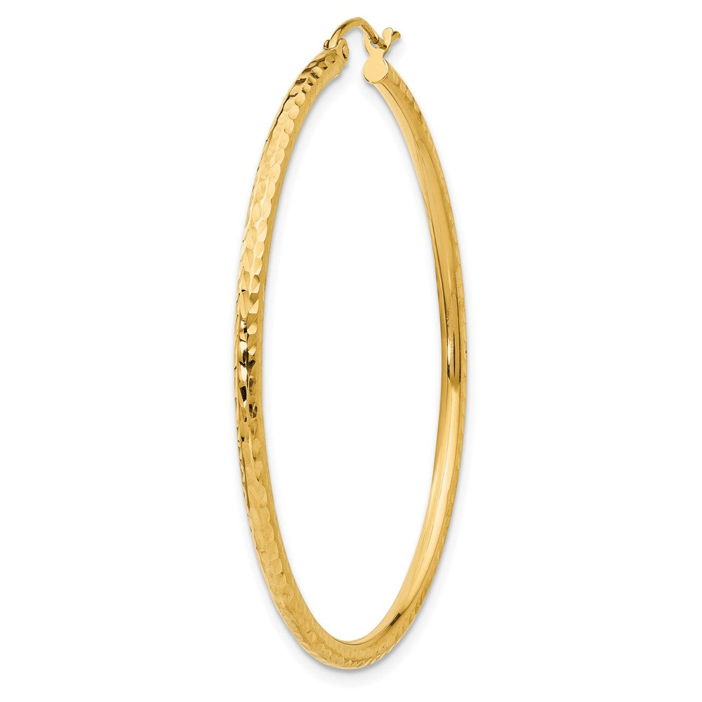 Single 14k Diamond-cut 2mm Round Tube Hoop Earring
