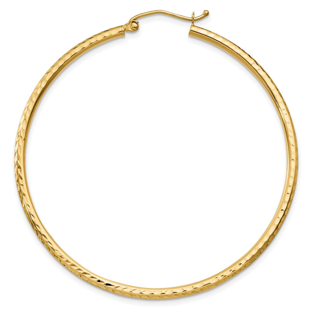 Single 14k Diamond-cut 2mm Round Tube Hoop Earring