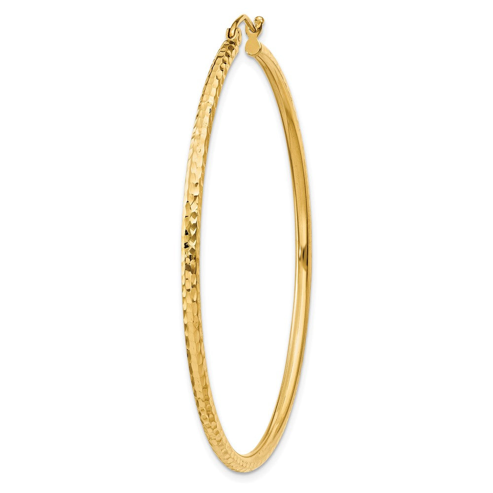 Single 14k Diamond-cut 2mm Round Tube Hoop Earring