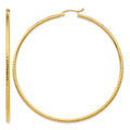 14k Diamond-cut 2mm Round Tube Hoop Earrings