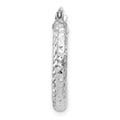 Single 14k White Gold Diamond-cut 3mm Round Hoop Earring