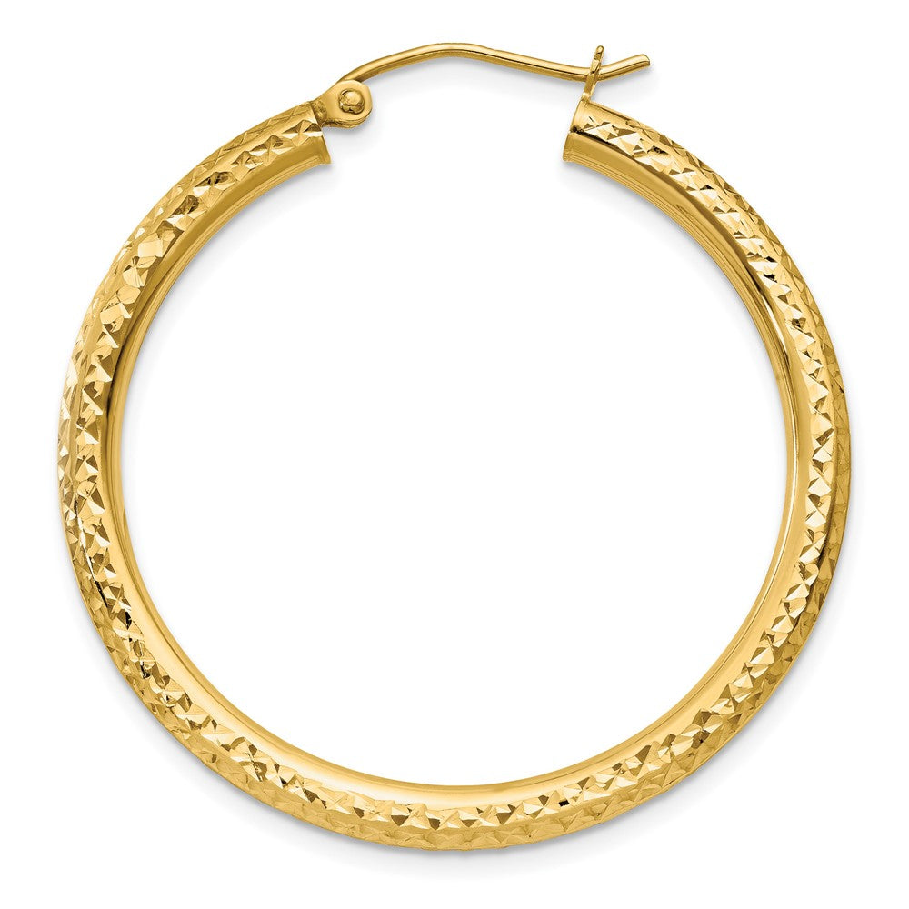 Single 14k Diamond-cut 3mm Round Hoop Earring