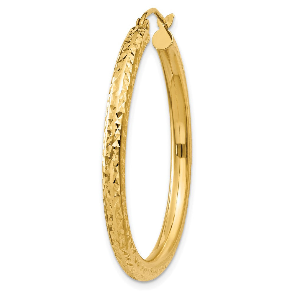 Single 14k Diamond-cut 3mm Round Hoop Earring