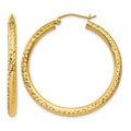 14k Diamond-cut 3mm Round Hoop Earrings