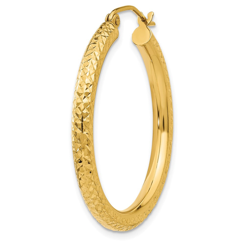 Single 14k Diamond-cut 3mm Round Hoop Earring
