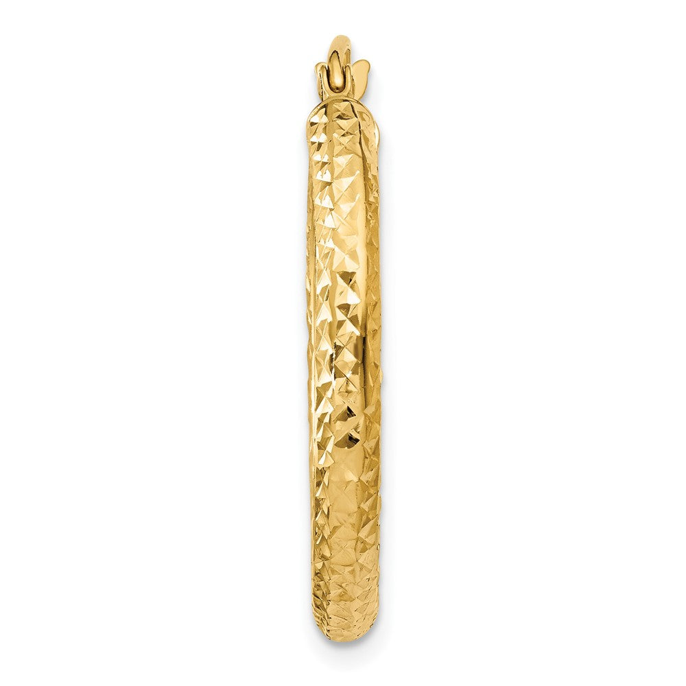 Single 14k Diamond-cut 3mm Round Hoop Earring