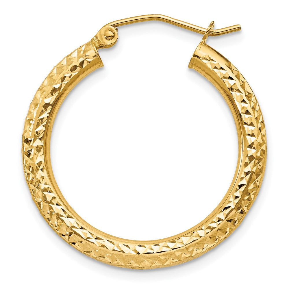 Single 14k Diamond-cut 3mm Round Hoop Earring