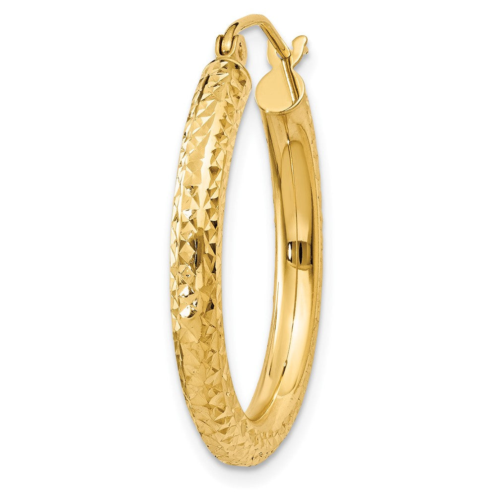 Single 14k Diamond-cut 3mm Round Hoop Earring