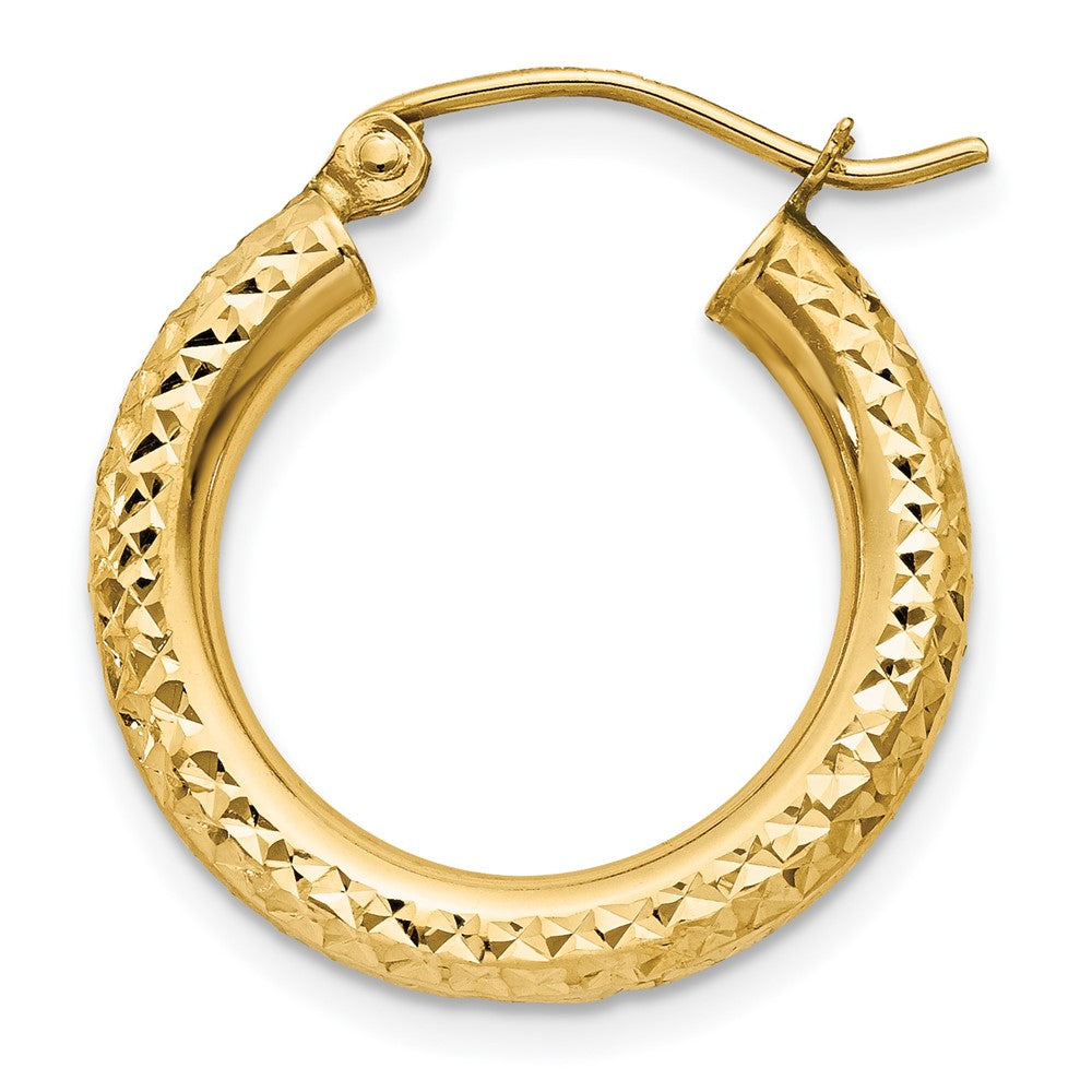 Single 14k Diamond-cut 3mm Round Hoop Earring