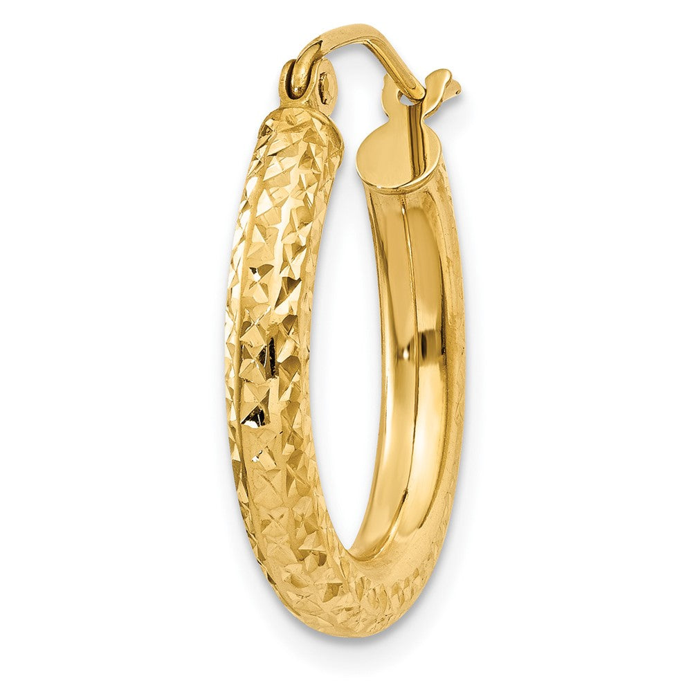 Single 14k Diamond-cut 3mm Round Hoop Earring