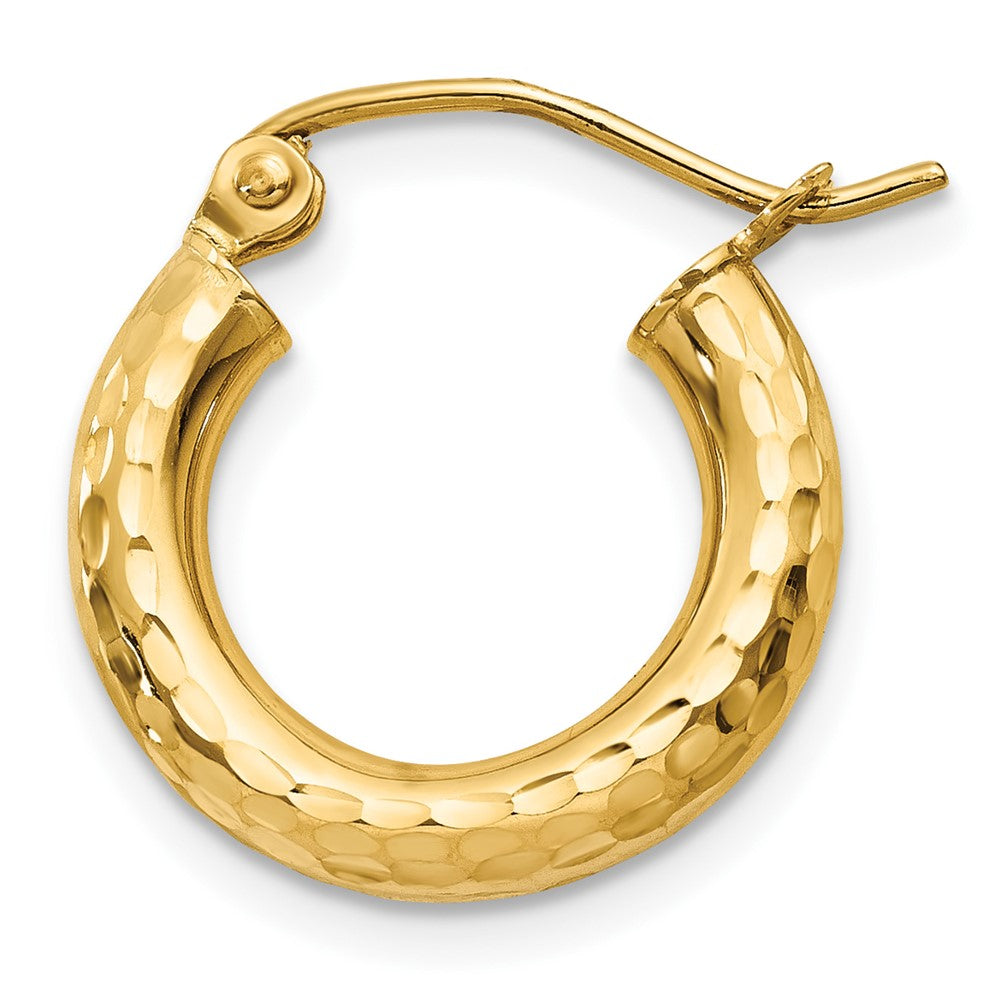 Single 14k Diamond-cut 3mm Round Hoop Earring