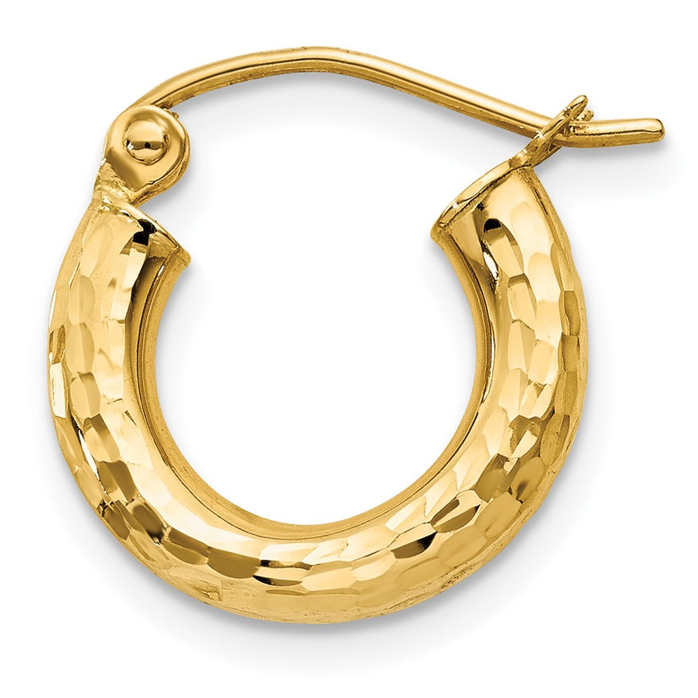 Single 14k Diamond-cut 3mm Round Hoop Earring