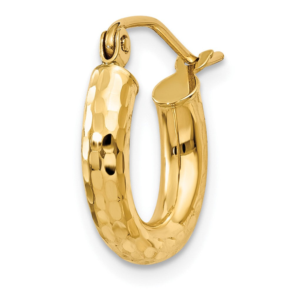 Single 14k Diamond-cut 3mm Round Hoop Earring