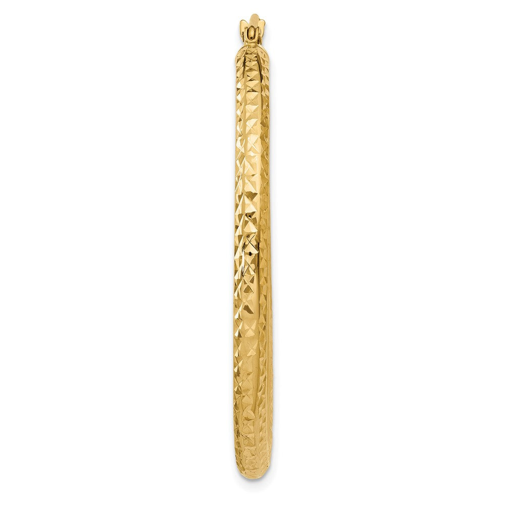 Single 14k Diamond-cut 3mm Round Hoop Earring
