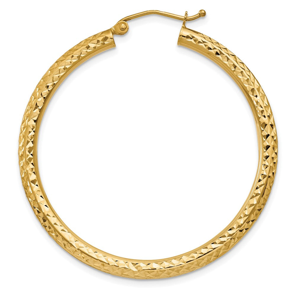 Single 14k Diamond-cut 3mm Round Hoop Earring