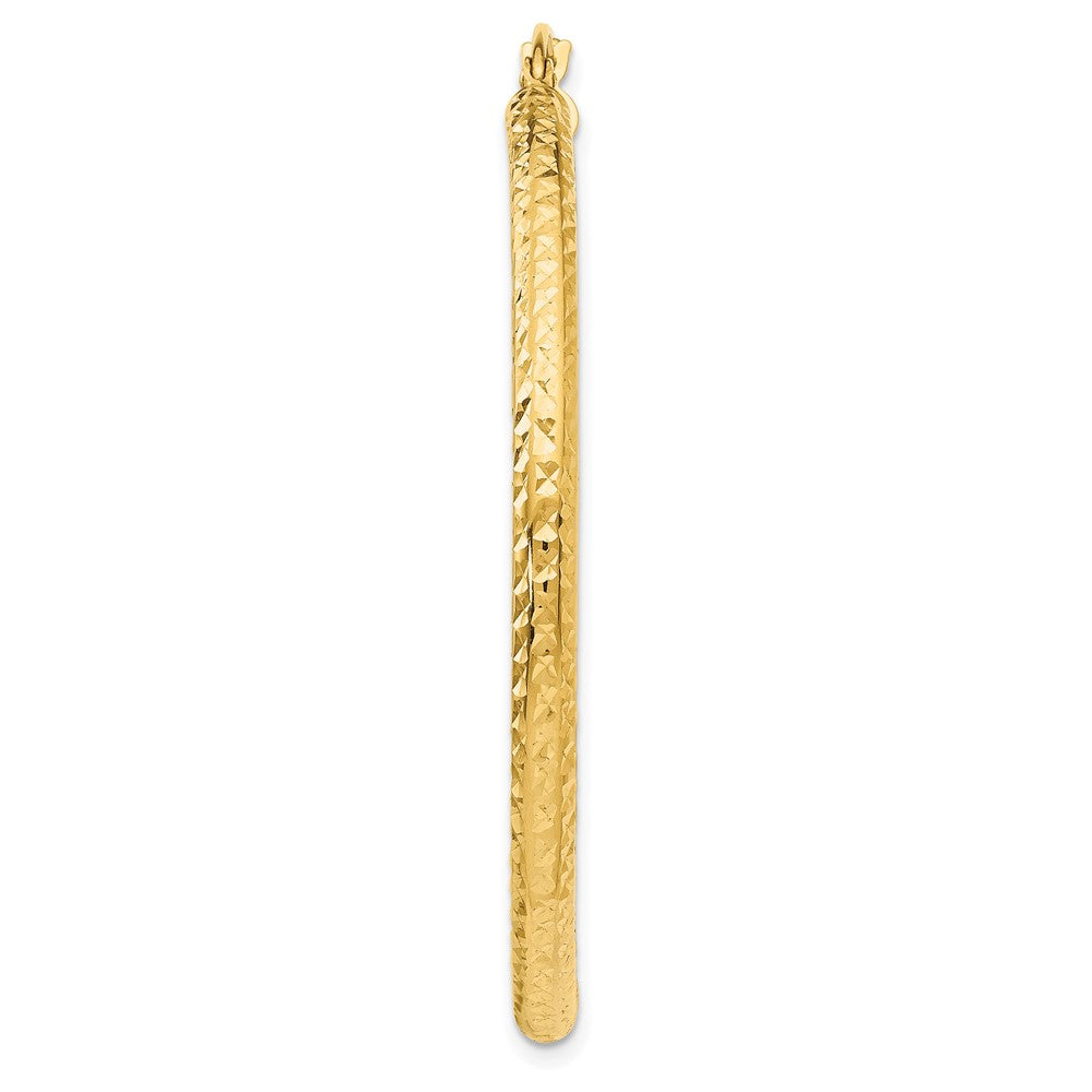 Single 14k Diamond-cut 3mm Round Hoop Earring