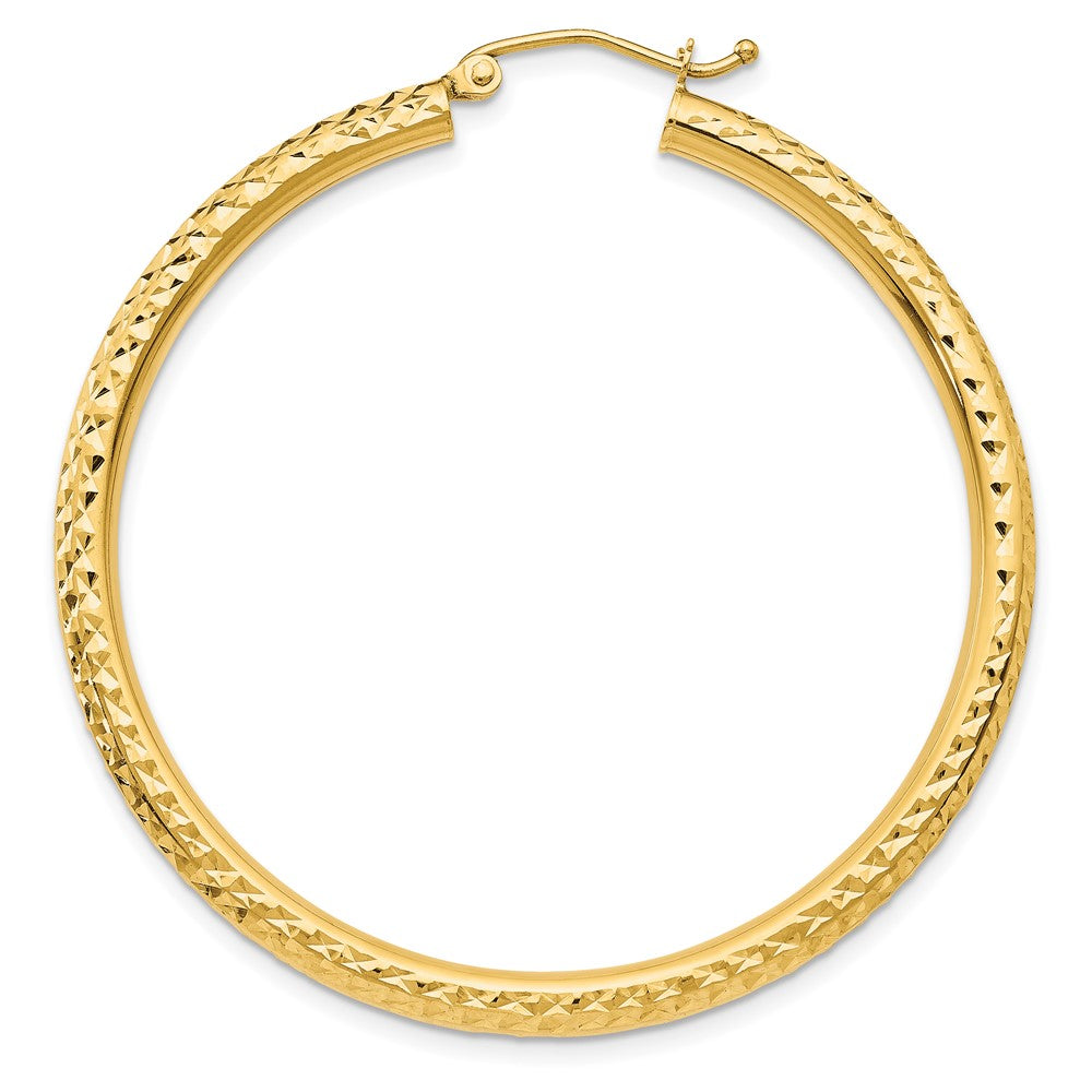 Single 14k Diamond-cut 3mm Round Hoop Earring