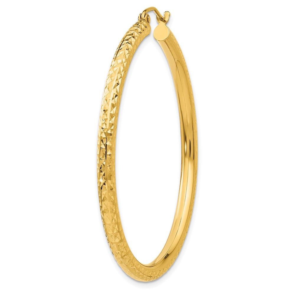 Single 14k Diamond-cut 3mm Round Hoop Earring