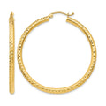 14k Diamond-cut 3mm Round Hoop Earrings