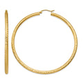 14k Diamond-cut 3mm Round Hoop Earrings