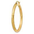Single 14k Satin and Diamond-cut 3mm Round Hoop Earring