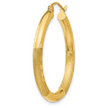 Single 14k Satin and Diamond-cut 3mm Round Hoop Earring