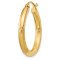 Single 14k Satin and Diamond-cut 3mm Round Hoop Earring