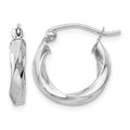 14k White Gold 3mm Twisted Hoop Earrings