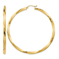 14k Polished 3mm Twisted Hoop Earrings