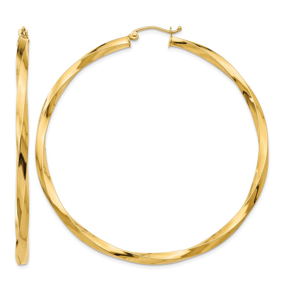 14k Polished 3mm Twisted Hoop Earrings