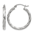 14k White Gold Polished 3.25mm Twisted Hoop Earrings